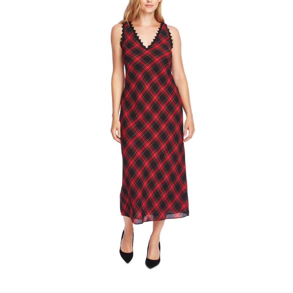 Holiday Red tartan sleeveless dress. Sz.10